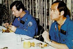 Young and Crippen at pre-launch meal